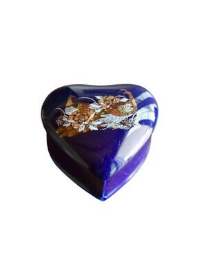 Taiwanese Cobalt Porcelain Heart-Form Box